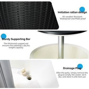 Tavolo Refrigerante da Esterno Regolabile in Altezza da 8 Galloni, Resistente alle Intemperie, per Birra e Vino, Durevole ed Elegante per Intrattenimento all'Aperto - Product Image 5