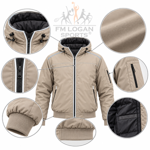 Chaqueta Bomber de Invierno Personalizada para Hombre, Acolchada, con Capucha, Aislante, con Ribete Reflectante, Resistente al Viento, con Cierre, OEM ODM - Product Image 4