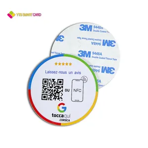 YTS Customize Social Media Sharing NFC Tag Mobile Phone Sticker Waterproof Epoxy With 3M Adhesive Google Play Gift Review Card