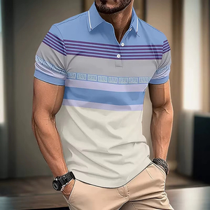Polo Shirt Premium Quality Striped Pattern Polo Shirt For Men Colorful 3D Printed T-Shirts Summer Casual Loose Oversized - Product Image 6