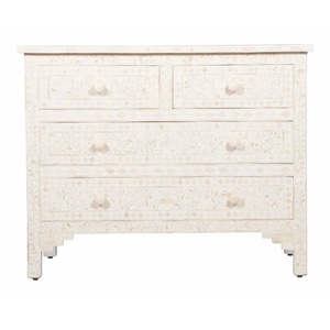 Mueble de tocador de 4 cajones con incrustaciones de hueso de rayas blancas de alta calidad para sala de estar, Hotel o salón, precio al por mayor - Product Image 2