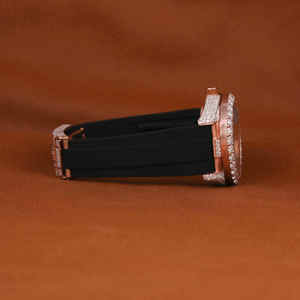 Moissanite Round Cut Diamond Half Iced Out Diamond <b>Watch</b> with <b>black</b> belt <b>Watch</b> For Men With Roman Features Diamond <b>Watch</b> - Product Image 4