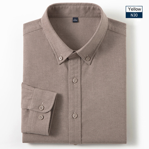 Camisa de Vestir Formal para Hombre, Manga Larga, Cuello con Botón, Corte Slim Fit, Algodón Transpirable, Tela Satinada, Cómoda para Oficina - Product Image 5