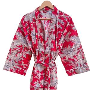 Bata Kimono de Algodón 100% Tejido para Mujer con Estampado Digital de Dibujos Animados Naaz Textile, Camisón de Verano Hecho a Mano ODM con Cuello en V y Cintura Elástica - Product Image 1