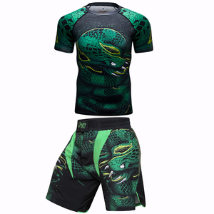 Ensemble Rash Guard pour homme LUNDIN CO, imprimé serpent vert, séchage rapide, respirant, respectueux de l'environnement, compression, manches longues, pantalon, short - Product Image 6