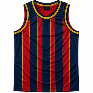 ผู้ผลิตเสื้อบาสเก็ตบอลแบบสั่งทำ OEM ไซส์ใหญ่พิเศษ เนื้อผ้าโพลีเอสเตอร์ 100% ระบายอากาศ แห้งเร็ว พิมพ์ลายชื่อผู้เล่น - Product Image 1