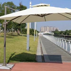 3m çift üst alüminyum kare bahçe şemsiyesi rüzgar geçirmez asılı Parasols açık oteller spor salonları ve baz için büyük konsol ofset - Product Image 4