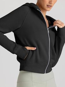 Women's <b>Zip</b> <b>up</b> Hoodies <b>Cropped</b> Jackets 100% Cotton Anti-Pilling Color Blocked Fall Clothes 2026 - Product Image 3