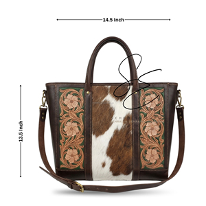 SEHRAINN Ensemble Sac Fourre-tout et Portefeuille en Cuir Gratté Vintage avec Poil - Sac à Main Western Cowgirl et Pochette Porte-cartes - Product Image 2