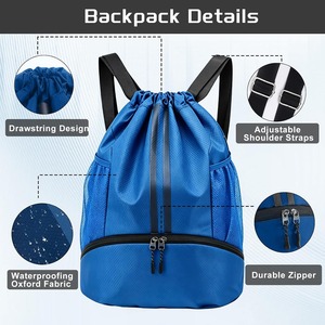 Wholesale Drawstring Gym Backpack with Shoe Compartment Sports <b>String</b> <b>Bag</b> for Soccer Basketball Swimming Beach Travel Men Women - Product Image 6
