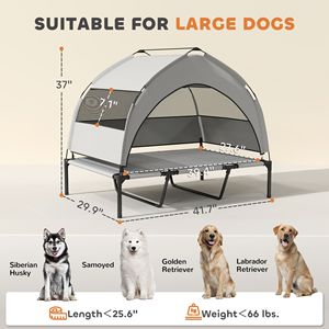 Cuccia Rialzata Portatile per Cani 107x76x94 cm con Tettuccio Rimovibile Traspirante e Tappetino Rinfrescante per Esterni, Include Borsa per il Trasporto - Product Image 3