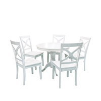 Ensemble de table à manger blanche chic et moderne avec 5 chaises, bois de pin de haute qualité, design traditionnel, OEM ODM, meubles de cuisine, origine Vietnam