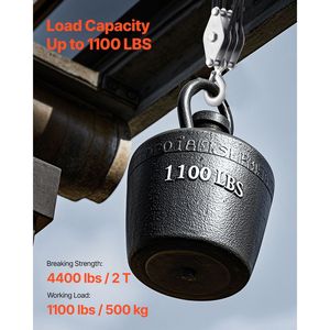 Sistema di Sollevamento Elettrico per Carichi Pesanti, Forza di Rottura 4400 Libbre, Fune da 100 Piedi, Puleggia 5:1, 2 Anelli Morbidi, Ruote in Metallo - Product Image 4