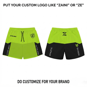 Shorts coupe-vent en microfibre de polyester 120 GSM, blanc et noir, avec logo personnalisé par sublimation, shorts coupe-vent en nylon - Product Image 2