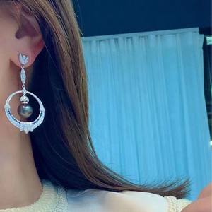 Boucles d'oreilles pendantes en perles d'or naturelles riches de 11-12 mm, 925, mode exquise, polyvalentes, brillance de diamant, nouvelles imperfections mineures, élégantes - Product Image 2