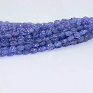 Perles ovales lisses en Tanzanite AAA 5*7mm, 16 pouces, pierre naturelle, trou de 0,40mm, pour la fabrication de bijoux de mariage et de fiançailles - Product Image 1
