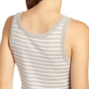 Camiseta sin Mangas para Mujer 2026, Color Beige con Rayas Blancas, Ligera y Casual, para Verano, Yoga, Gimnasio, Entrenamiento y Uso Diario - Product Image 6
