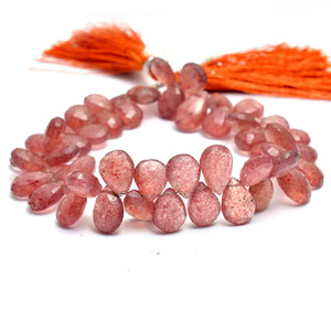 Cuentas facetadas de cuarzo AAA+ de 7x10mm-8x12mm, cuentas sueltas de cuarzo fresa natural, piedras semipreciosas para joyería. - Product Image 1