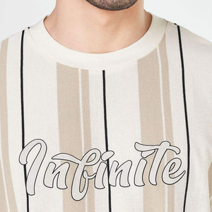 Camiseta de Manga Corta a Rayas para Hombre con Estampado Infinito, Cuello Redondo, Corte Regular Informal, Transpirable, de Algodón Tejido - Product Image 6