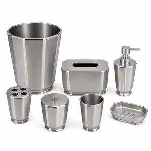 Gold Finished Metal <b>Bathroom</b> <b>Set</b> Premium Bath Ware <b>Accessories</b> for Resort Spa Guest Room Vanity Counter Organization - Product Image 4