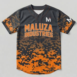 Maillot de baseball style européen et américain, camouflage numérique vert fluo, tenue sportive d'équipe MALUZA INDUSTRIES - Product Image 1