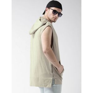 เสื้อสเวตเชิ้ตมีฮู้ดแบบไม่มีแขนสำหรับผู้ชาย สีเหลืองล้วน สไตล์ลำลอง ผ้าเฟรนช์เทอร์รี่ ทรงปกติ เหมาะสำหรับใส่ในฤดูใบไม้ร่วง - Product Image 4
