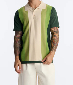 Camisetas Polo de Punto de Manga Corta Casuales de Verano para Hombre, Ligeras, de Poliéster/Algodón de Alta Calidad, Verdes a Rayas y Marrones - Product Image 2