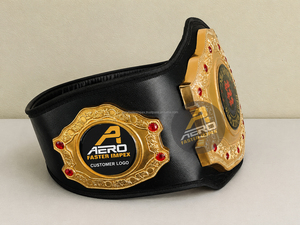 Aero Faster Impex for <b>Belt</b> <b>Red</b> Gold Plated Alloy Buckle Rhinestone Decorated Boxing Wrestling MMA Taekwondo Judo 4cm Width - Product Image 5