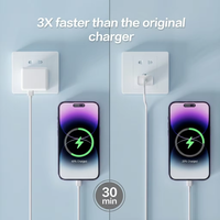 Chargeur rapide USB-C PD 20W avec câble de 2 mètres pour téléphone portable, prise de type G britannique