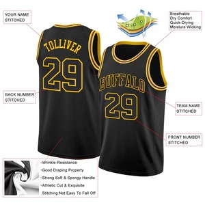 Camiseta de Baloncesto Personalizada Negra y Dorada, Auténtica, de Malla Transpirable, Uniforme de Entrenamiento de Equipo, Ropa Deportiva Personalizada - Product Image 2