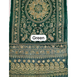 Elegante dupatta de georgette con trabajo Aari, Tiki Tankeli y bordado dorado claro, ropa étnica para mujer. - Product Image 1