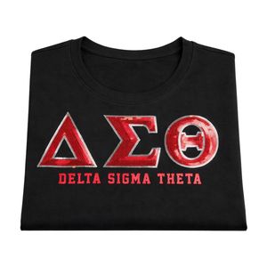 Delta Sigma Theta Black Sequin Patch Tee for Women Comfortable Fit Premium Fabric Greek Sorority Apparel Casual Wear - Product Image 6