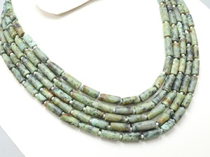 African Turquoise Green <b>Tube</b> Shape Matte Polished Bead 14Inch 8X5To18X5MM Approx Natural Stone Third Party Certified - Product Image 2