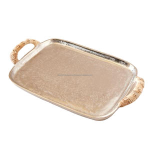 Juego de bandejas anidadas internacionales de buena calidad, bandeja de servicio pequeña y grande de dos tamaños y bandejas de aluminio, acabado de alta elegancia - Product Image 5