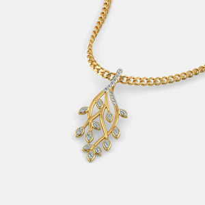 Collar con Colgante de Hoja de Oro Amarillo y Diamante Cultivado en Laboratorio - Product Image 4