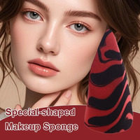 Éponge de maquillage professionnelle JLY en forme de cône avec motifs ondulés uniques, compacte et portable pour fond de teint, anticernes et poudre