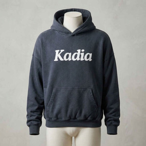 Sudadera con capucha de forro polar grueso Kadia con logo personalizado, estilo oversize para hombre, ropa urbana, transpirable, con bolsillo canguro. - Product Image 5