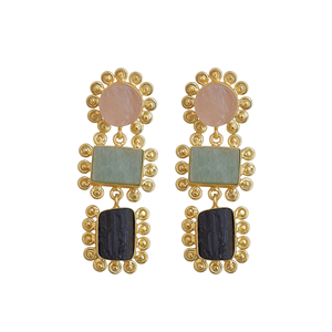 Pendientes Colgantes de Mariposa con Múltiples Piedras Chapados en Oro LJ 1450 de Laxmi Jeweller, Estilo Boutique, Moda de Compromiso con Piedras Semipreciosas - Product Image 1