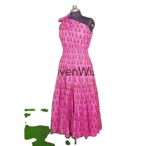 Vestido maxi de algodón con estampado floral para mujer, vestido largo indio con mangas largas, diseño de hombro de un lado, ropa de fiesta de vacaciones 6XL - Product Image 1