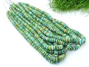 Natural Green Turquoise Polished Coin Wheel Shape Beads Smooth Arizona Turquoise Button Tire <b>Spacer</b> 8 Inch 7-9MM Certified - Product Image 5