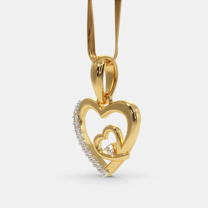Collar con Colgante de Doble Corazón en Oro Amarillo con Diamante Cultivado en Laboratorio - Product Image 5
