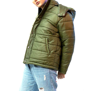 Veste matelassée pour femme sur mesure, de haute qualité, en cuir brun teint, avec capuche amovible, technologie Cordura, fermeture éclair - Product Image 4