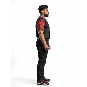 Maillot de baseball personnalisé sublimé 100 % polyester maille à manches courtes anti-humidité streetwear chemise boutonnée pour homme avec nom d'équipe - Product Image 3