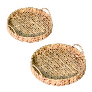 Handcrafted WATER HYACINTH <b>TRAY</b> FRUIT STORAGE BASKET with Metal Frame Natural Woven Home Organizer - Product Image 1