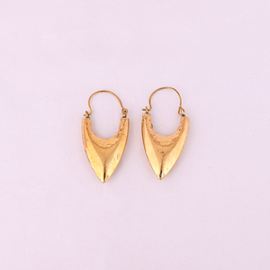 V Shape Pointy Gold Plated Brass <b>Hoop</b> <b>Earrings</b> Trendy Women's 50x25MM Size - Product Image 1