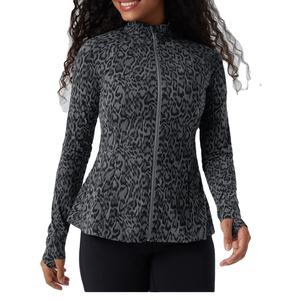 Chaqueta de gimnasio con cremallera de Invierno para mujer personalizable poliéster de alta calidad Color sólido transpirable de talla grande elástico para entrenamientos de Yoga - Product Image 1