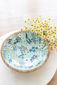 ชุดชามไม้ทำมือ |   ลายดอกไม้ ดีไซน์ธรรมชาติ (ชุด 2 ชิ้น) - Product Image 3