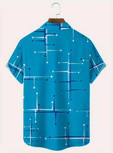 Chemise décontractée à manches courtes pour homme, style hawaïen, en velours, motif uni, tissu coton/polyester - Product Image 3