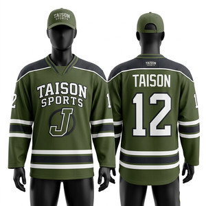 Jersey de Hockey sobre Hielo Personalizado, 260 GSM, Malla de Poliéster, Diseño de Paneles Naranja y Azul, Sublimación, Bordado, Impresión - Product Image 5