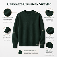 Pull en cachemire à col rond pour homme, couleur unie, tricoté, manches longues, doux, chaud, léger, pour l'automne